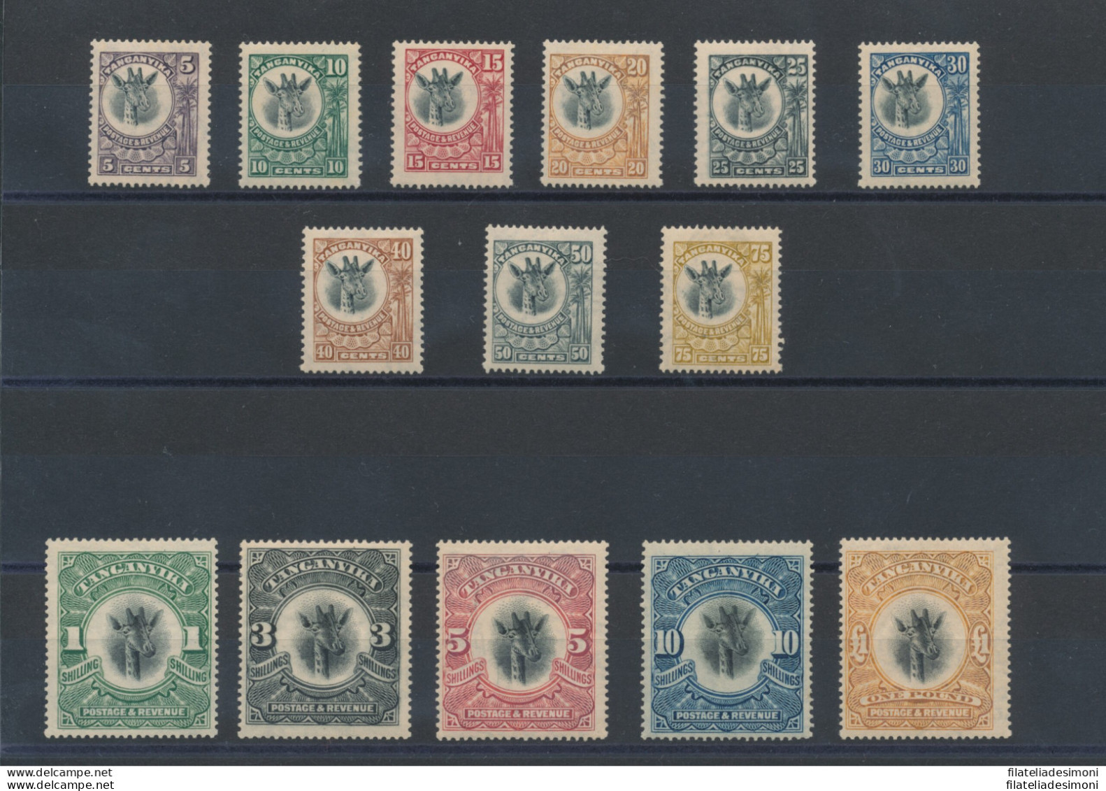 1922-24 Tanganyika - SG 74/88a - Giorgio V - Giraffe - 14 Valori - MLH* (no N° - Other & Unclassified