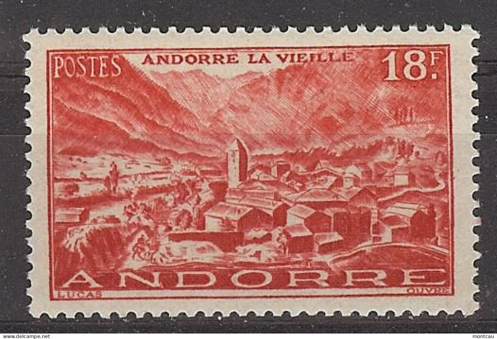 Andorra Fran. 1948 Paisajes 18 F Ed:137 (*) - Unused Stamps