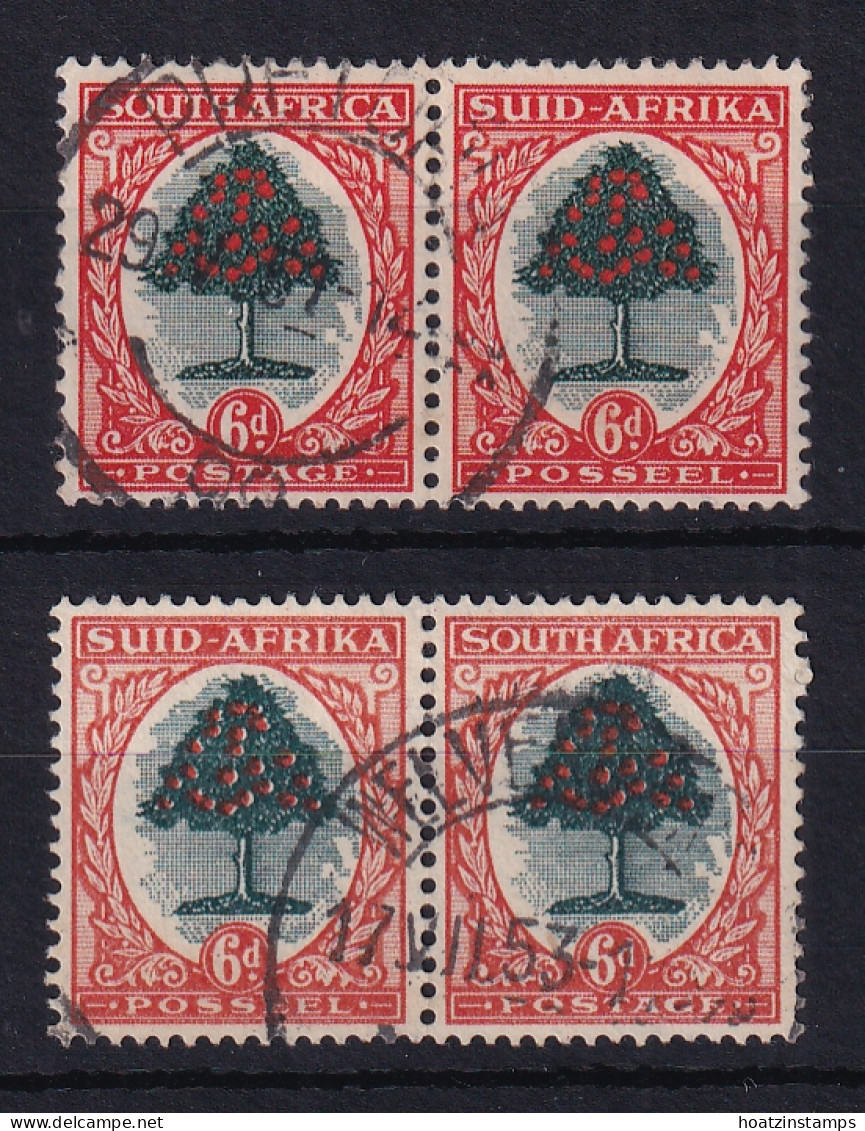 South Africa: 1947/54   Orange Tree    SG119/119a    6d   Red-orange And Brown-orange [Die III]    Used Pair - Gebraucht