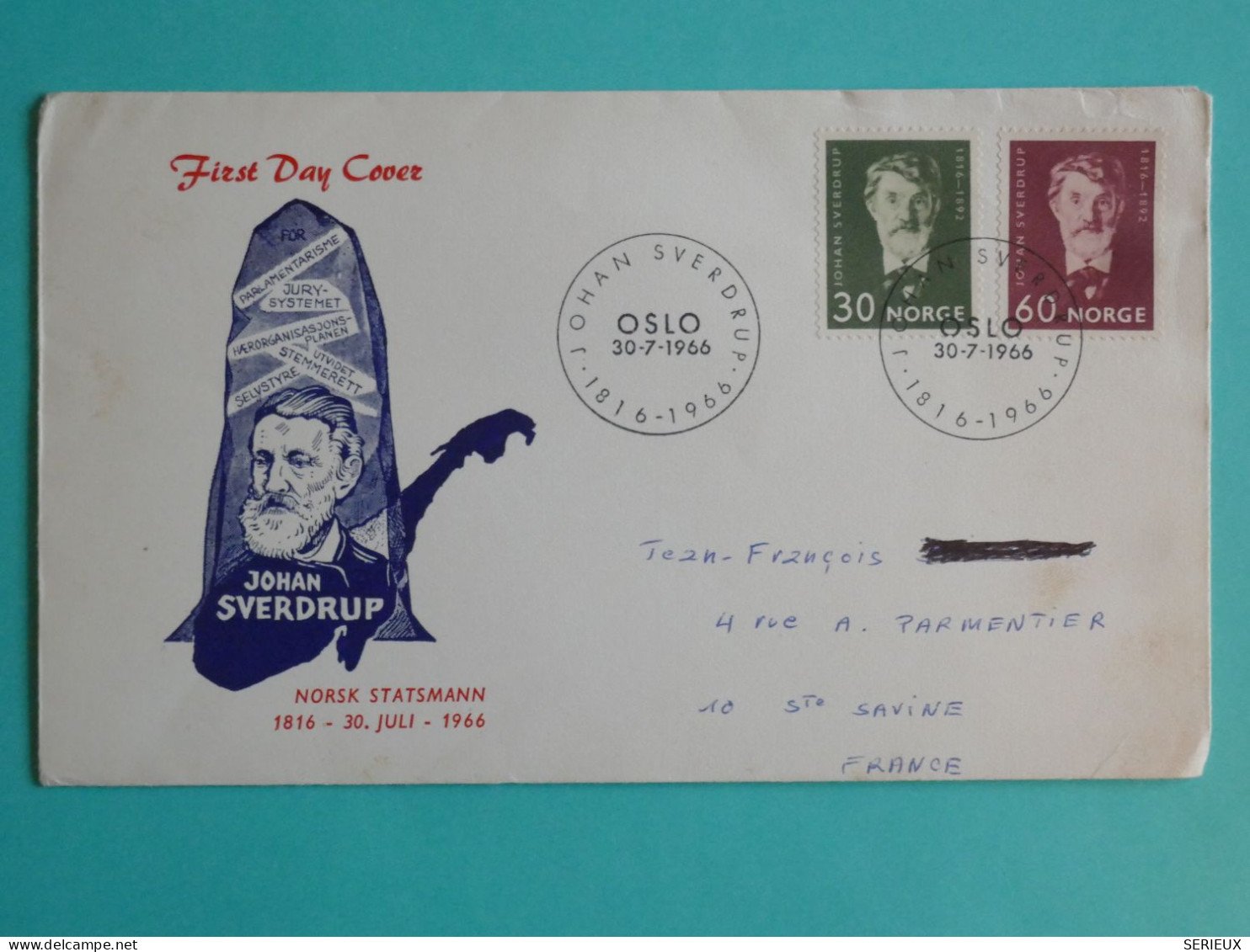 DJ 4  NORGE  BELLE   LETTRE  FDC 1966  A STE SAVINE FRANCE  + AFF.  INTERESSANT+++ - Brieven En Documenten