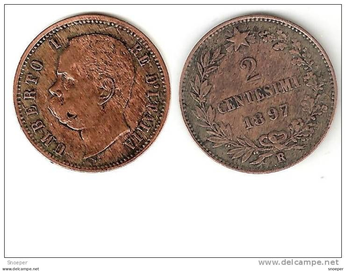 * Italy 2 Centesimi 1897  Km 30  Xf+ !!!!! High Quality Coin !!!!!catalog Val 40,00 $ - 1878-1900 : Umberto I