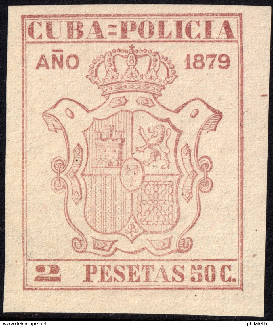 ESPAGNE / ESPANA - COLONIAS (Cuba) 1879 "CUBA-POLICIA" Fulcher 499 2,50P Carmín Pálido - Sin Gomar - Cuba (1874-1898)