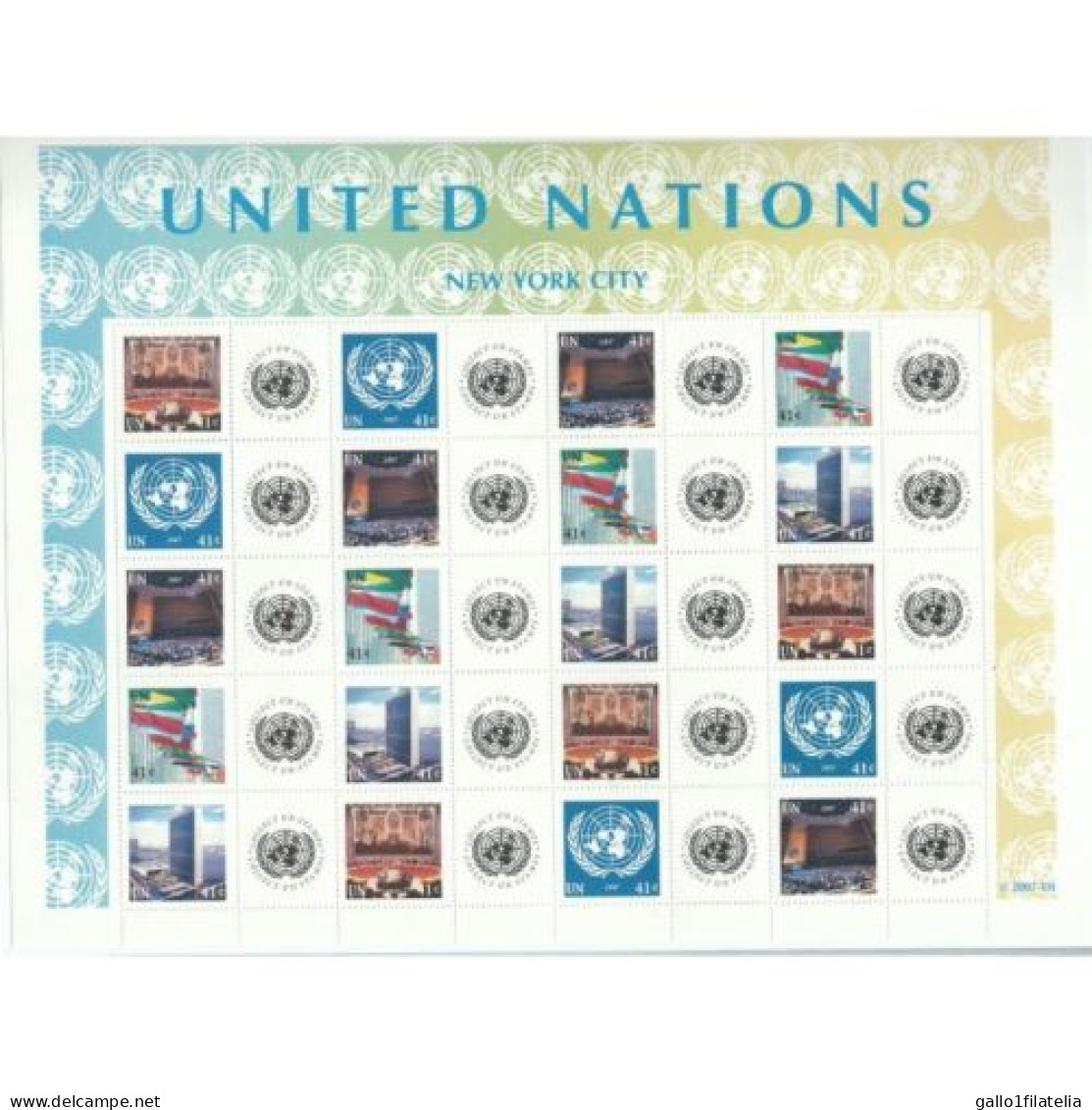 2007 - O.N.U. / UNITED NATIONS - NEW YORK - SALUTI DALLE NAZIONI UNITE / GREETINGS FROM THE UNITED NATIONS. MNH - Blocks & Kleinbögen