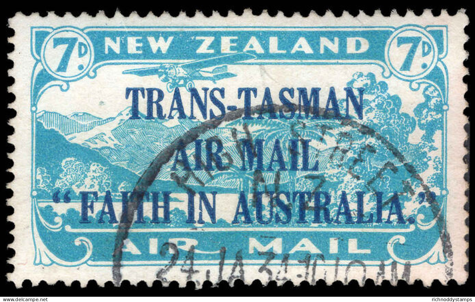New Zealand 1934 TRANS-TASMAN AIR MAIL Fine Used. - Usati