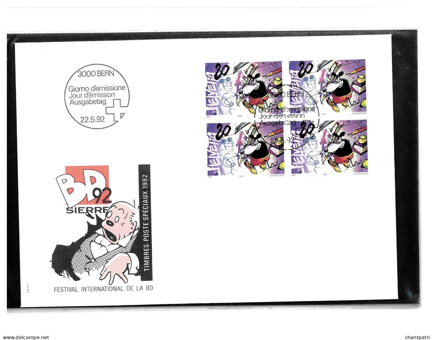 3000 Bern - BD 92 Sierre - Festival International De La BD - 22 05 1992 - Beli FDC 005 - Covers & Documents