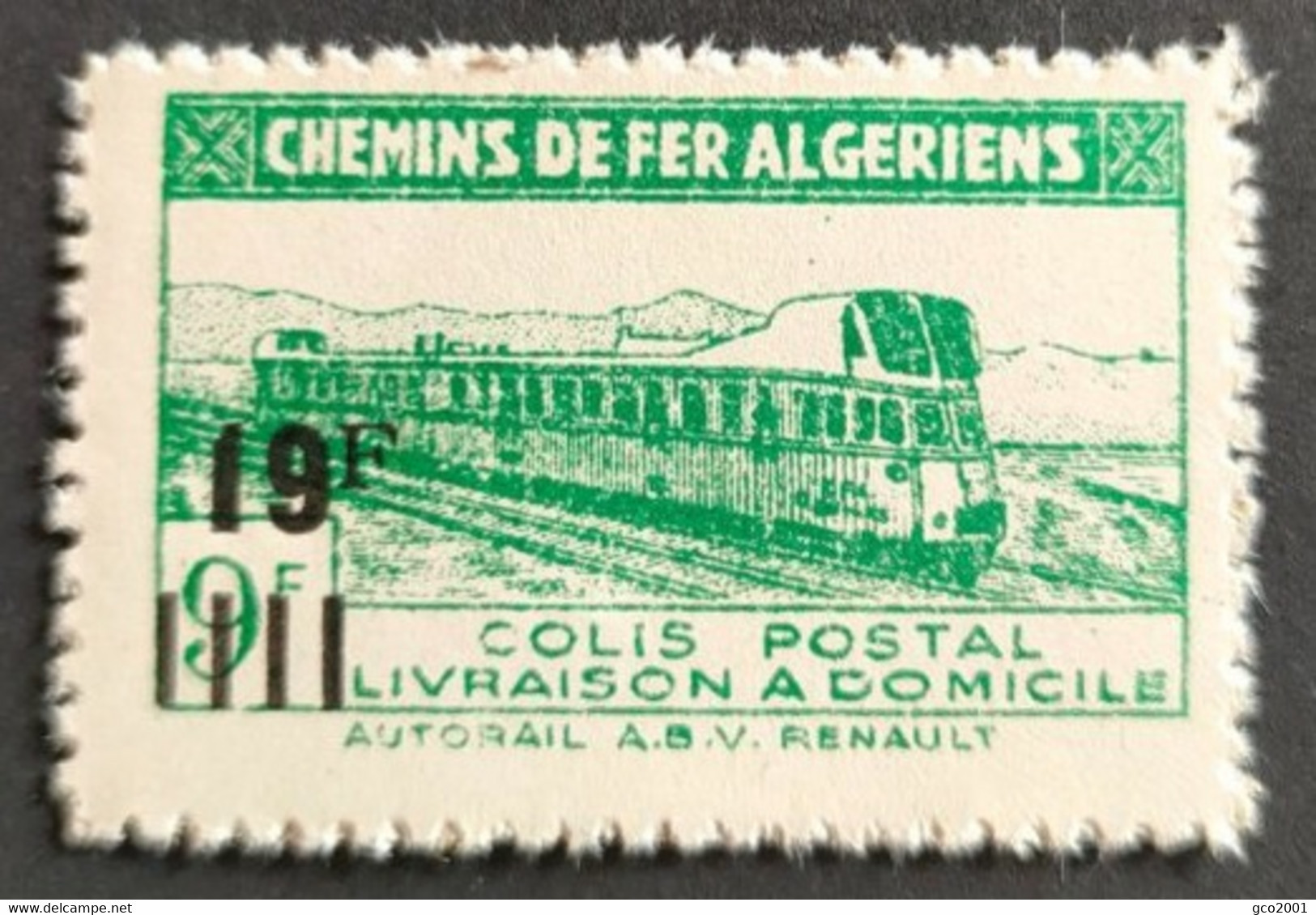 ALGERIE / YT CP 204 A - Sans Surcharge "Contrôle Des Recettes" / TRAIN CHEMIN DE FER - AUTORAIL RENAULT / NEUF ** / MNH - Colis Postaux