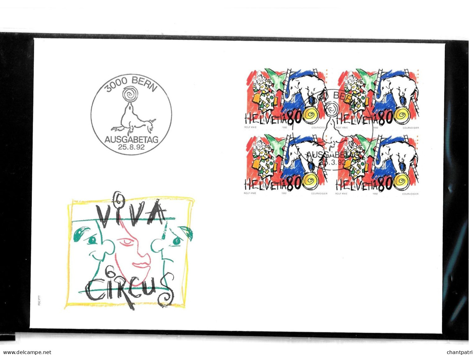 3000 Bern - Viva Circus - Ausgabetag - 25 08 1992 - Beli FDC 018 - Lettres & Documents