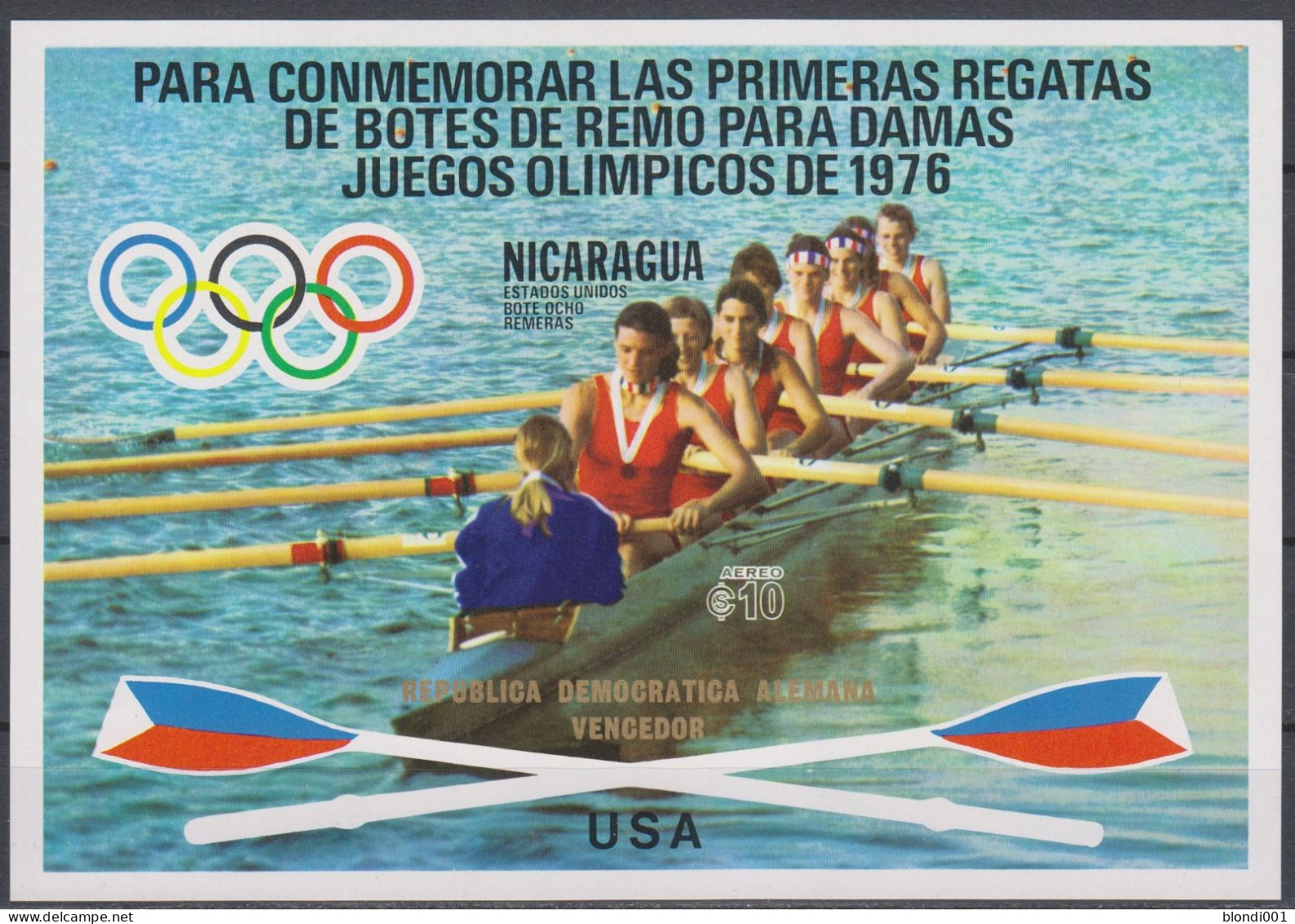 Olympics 1976 - Rowing - NICARAGUA - S/S Imp, Gold Ovp MNH - Ete 1976: Montréal