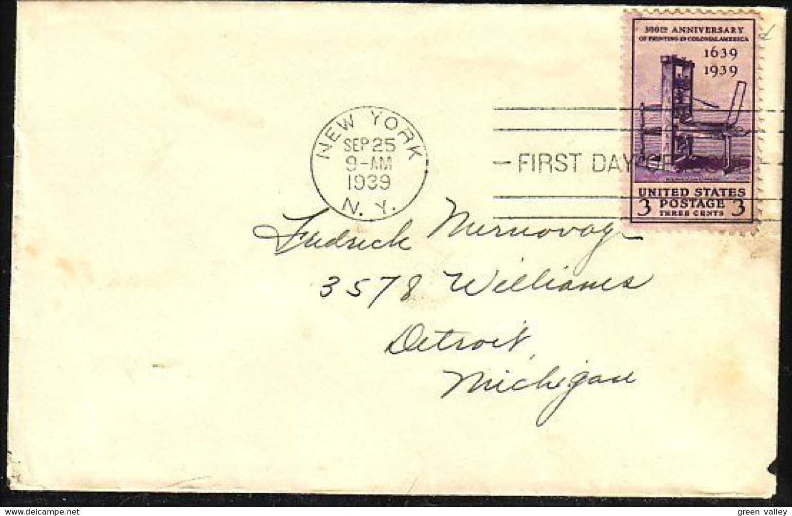 USA Press Colonial America 1939 FDC ( A60 296) - 1851-1940