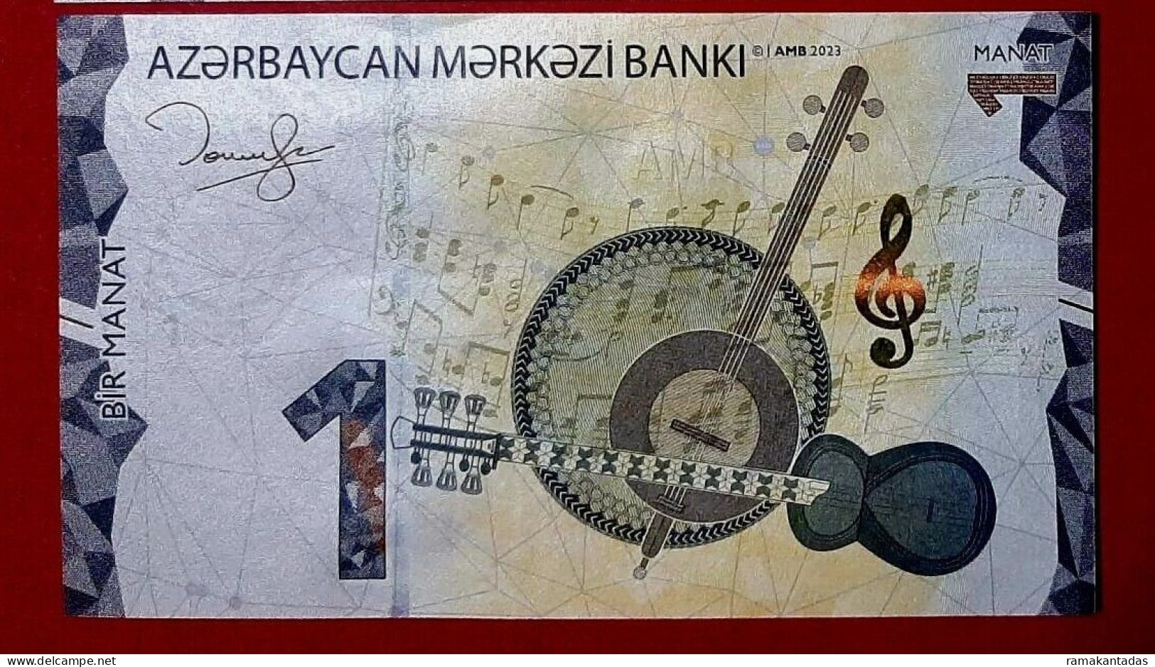 Azerbaijan 2023 * 1 Manat * Official Edition * Musical Instruments * Prefix C * NEW ISSUE * UNC - Azerbaïdjan