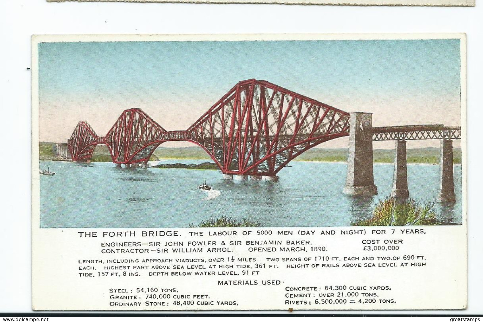Scotland  Postcard Forth Bridge Valentine's Steam Train Crossing - Kunstbauten