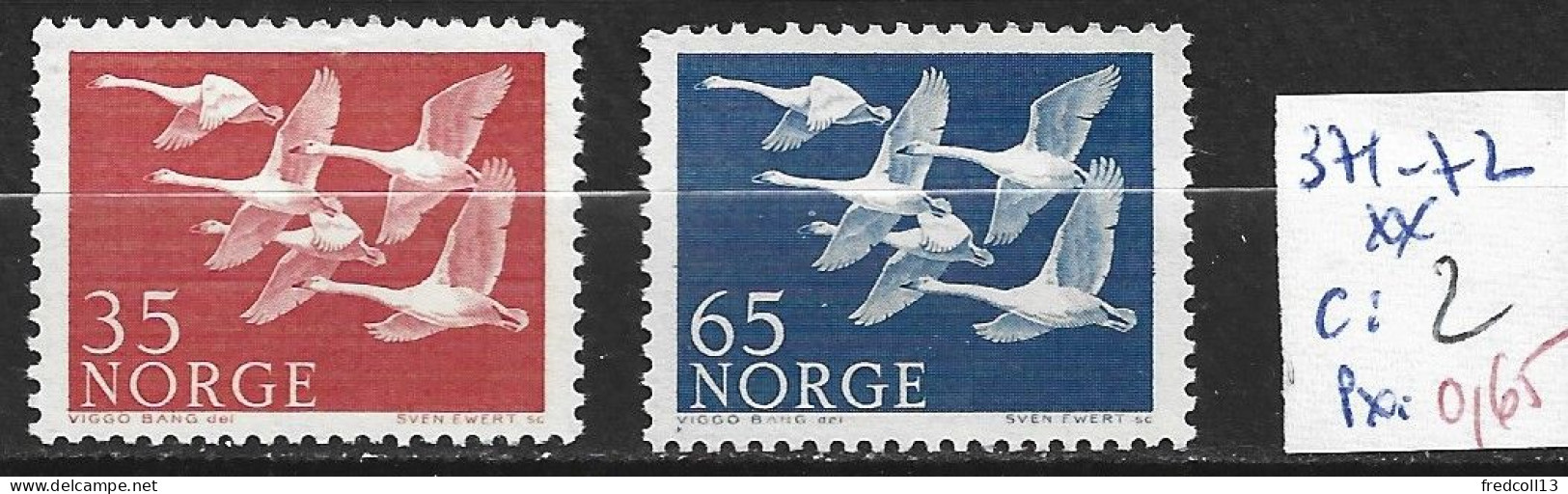 NORVEGE 371-72 ** Côte 2 € - Ongebruikt