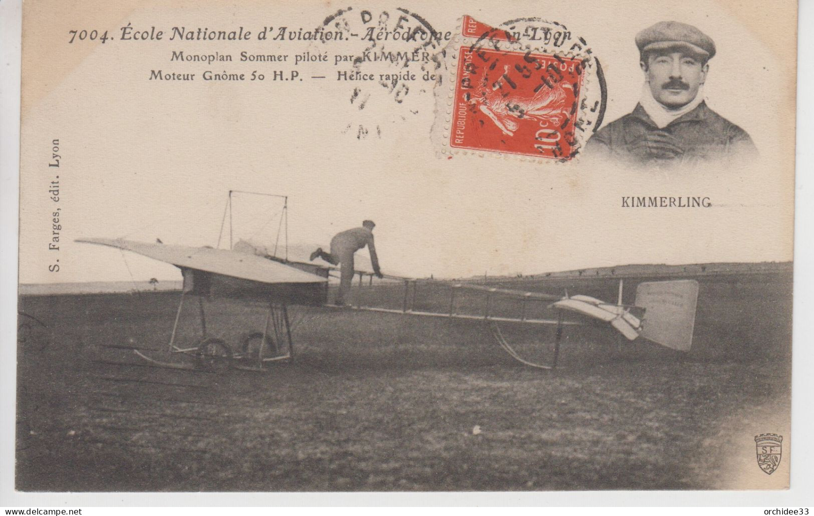 CPA Ecole Nationale D'Aviation - Aérodrome De Bron-Lyon - Monoplan Sommer Piloté Par Kimmerling (avec 2 Vues) - Bron