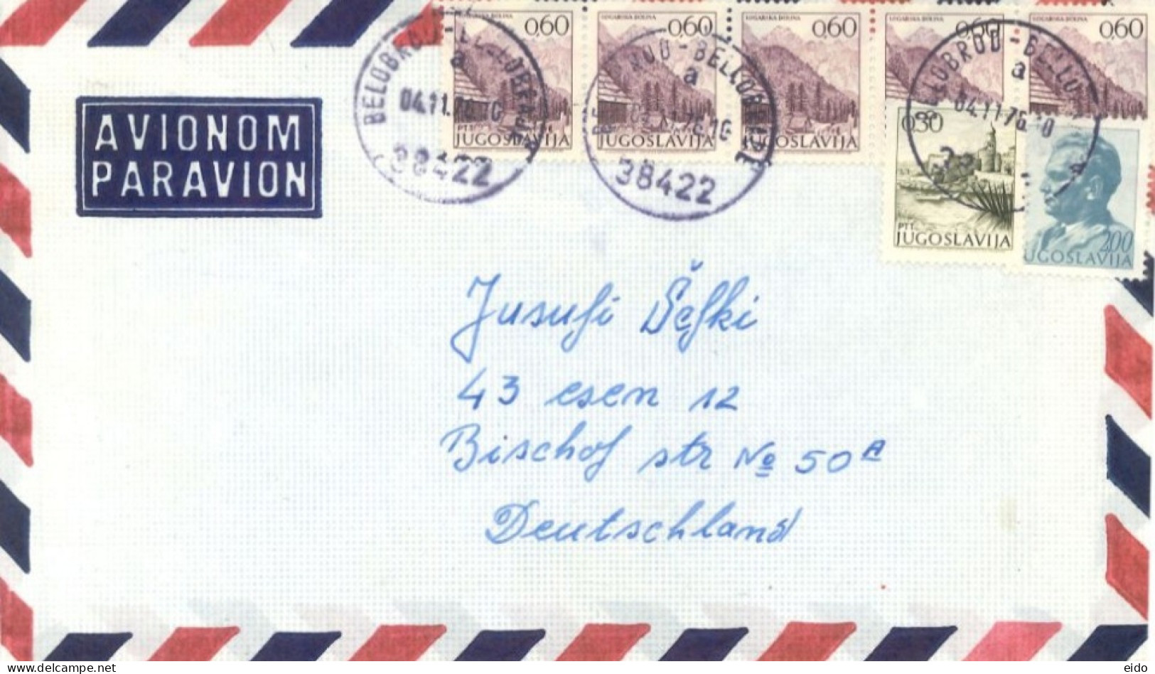 YUGOSLAVIA  - 1976, STAMPS COVER TO GERMANY. - Lettres & Documents