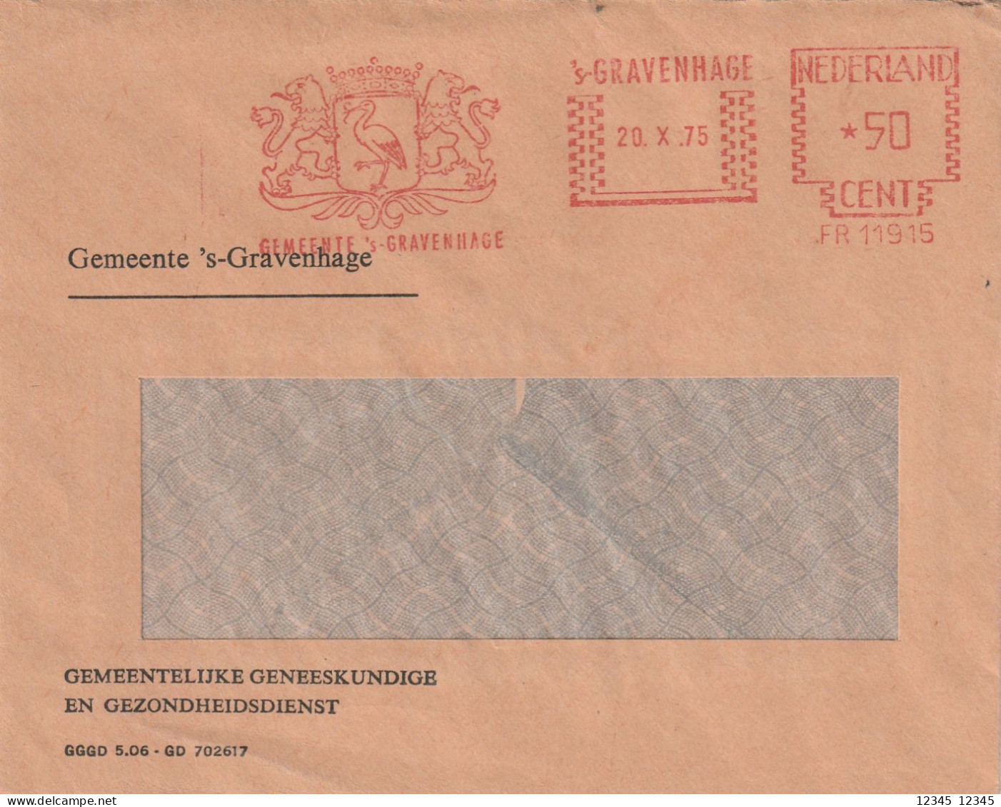 Nederland 1975, Letter Municipality Of The Hague, Stork, Bird - Frankeermachines (EMA)