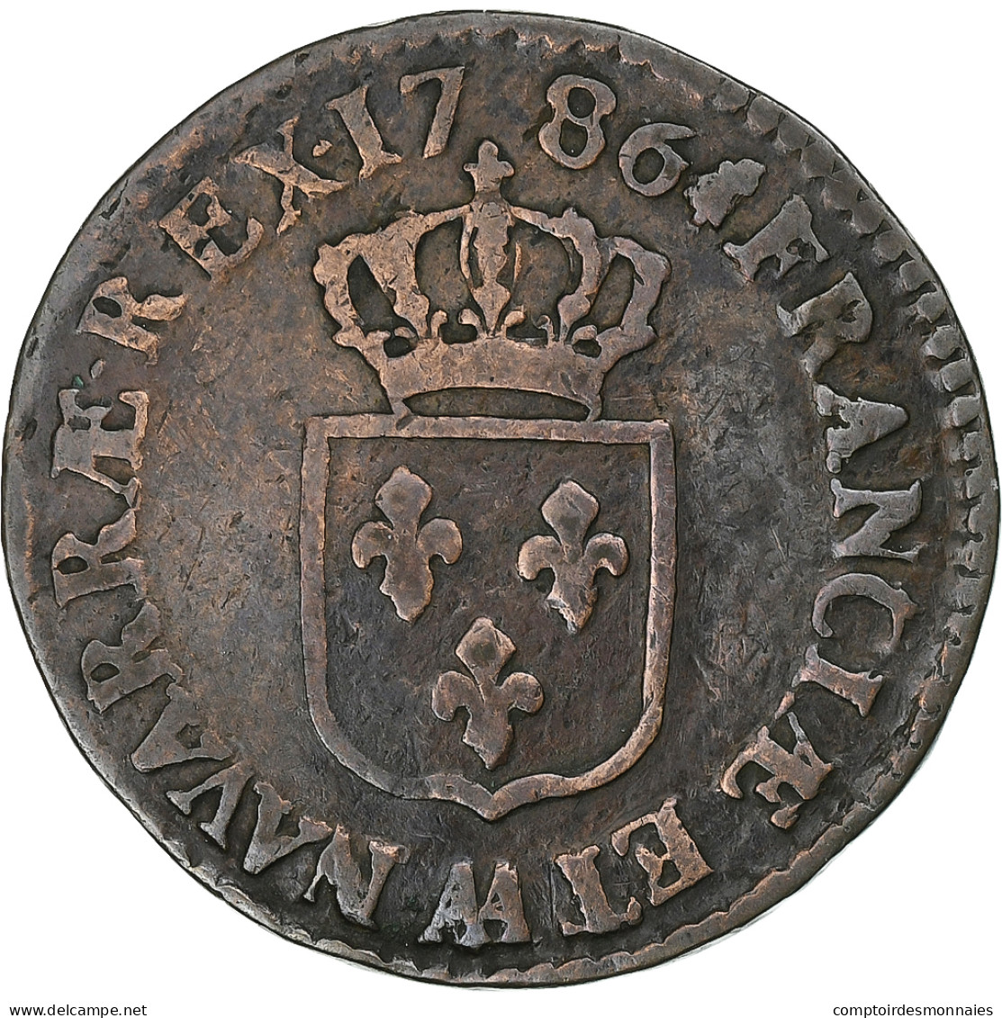 France, Louis XVI, 1/2 Sol, 1786, Metz, Cuivre, TB, Gadoury:349 - 1774-1791 Ludwig XVI.