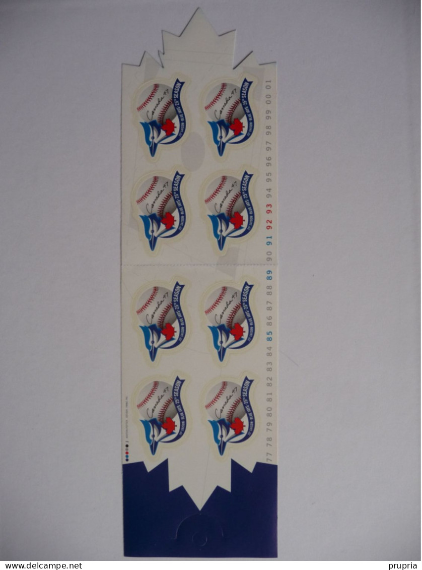 Canada  2001 N° Y&T C 1855  " 25 Eme Saisons Des Blue Jays Base Ball"  Carnet De  8 V  MNH - Volledige Boekjes