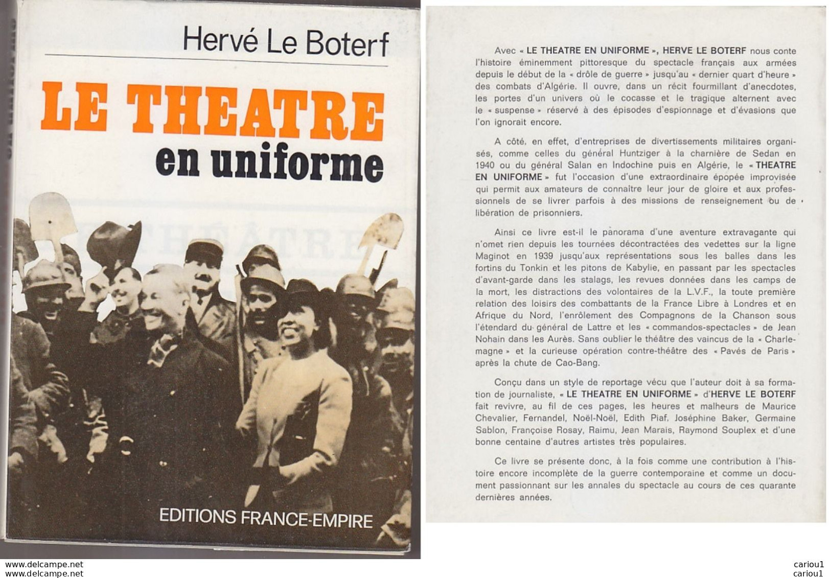 C1  Le Boterf LE THEATRE EN UNIFORME Drole De Guerre Aux Accords D Evian EPUISE Port Inclus France - Auteurs Français