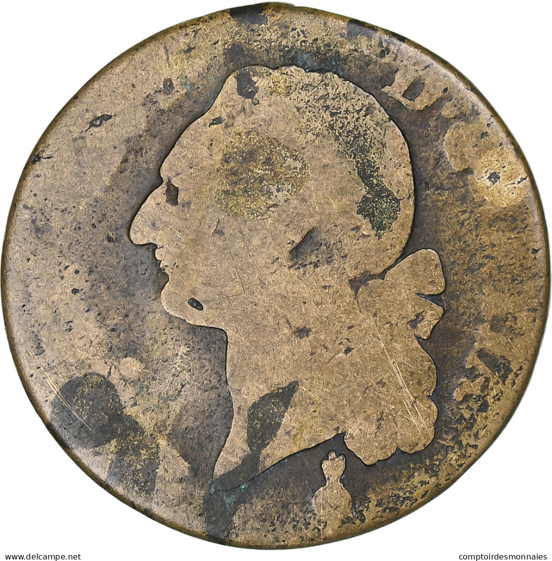 France, Louis XVI, Sol, 1791, Metz, 2nd Semestre, Cuivre, B+, Gadoury:350 - 1774-1791 Lodewijjk XVI