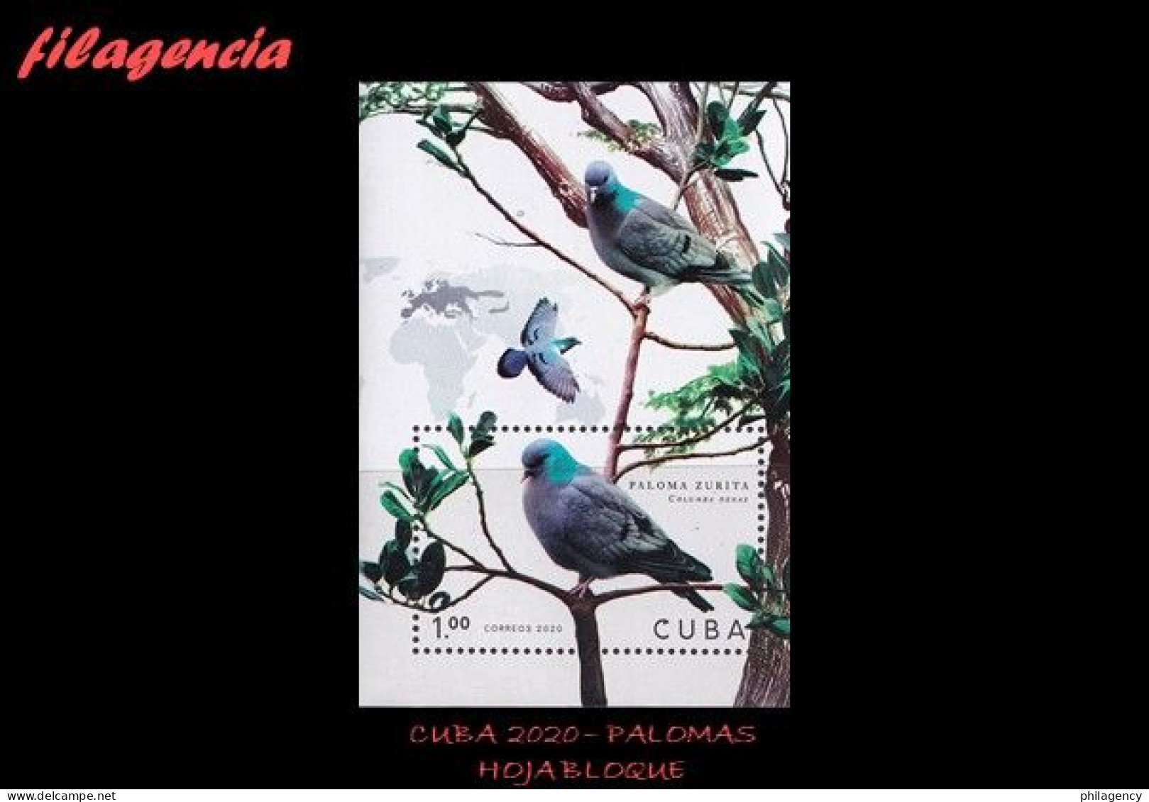 CUBA MINT. 2020-15 FAUNA. PALOMAS. HOJA BLOQUE - Ongebruikt