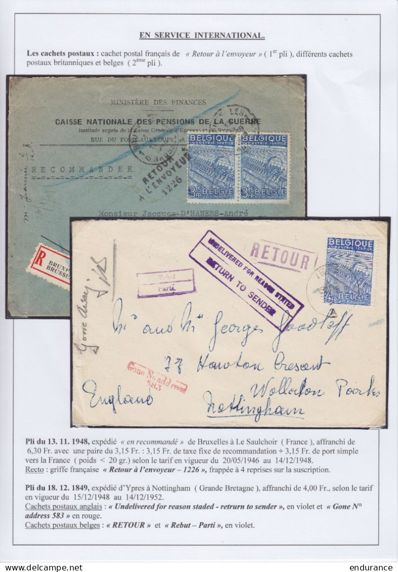 Série 'Exportation Belge' 1948 - superbe collection - tous types de documents, d'oblitérations, … + 230 documents - voir