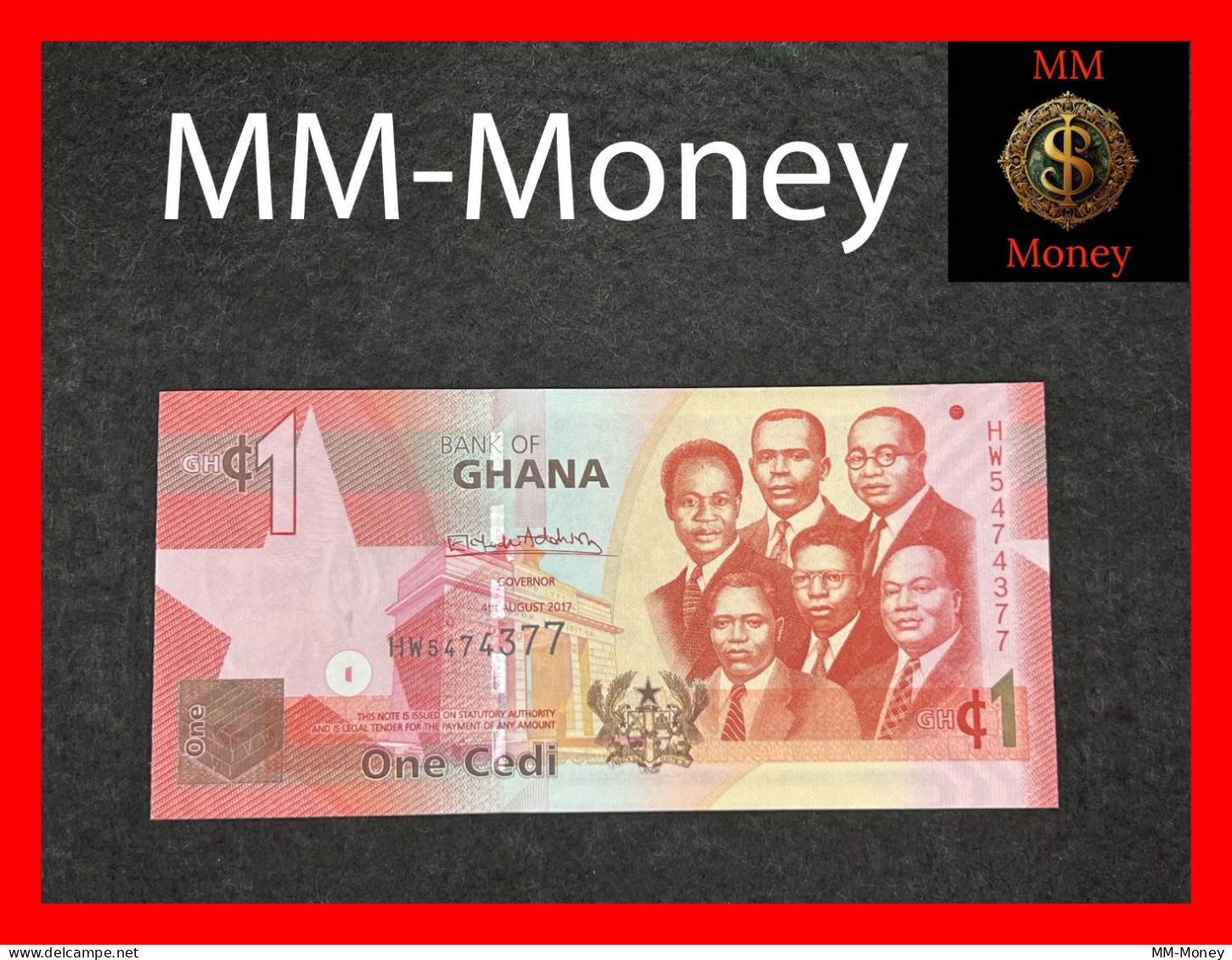 GHANA 1 Cedi   4.8.2017  P.   45  New Signature   UNC - Ghana