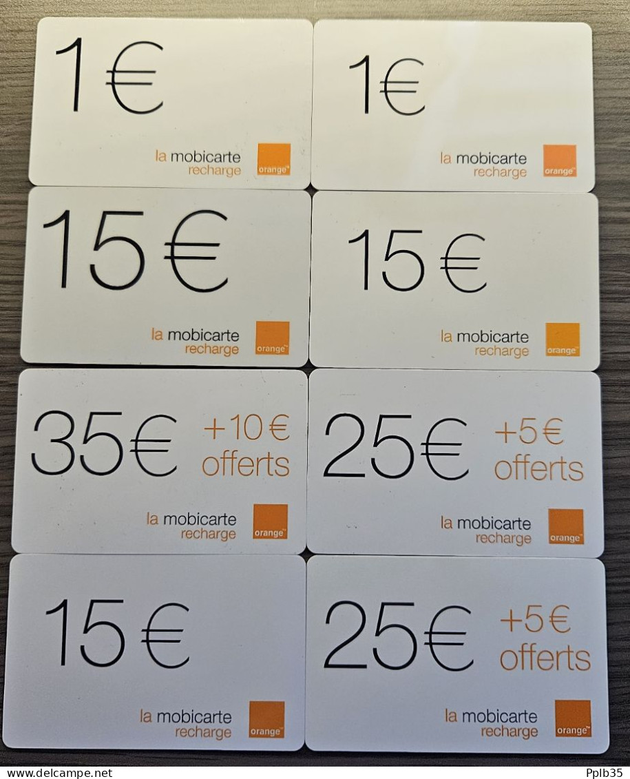 Lot De 8 Cartes Prépayées La Mobicarte Orange Serie Rare Collector - Mobicartes (recharges)