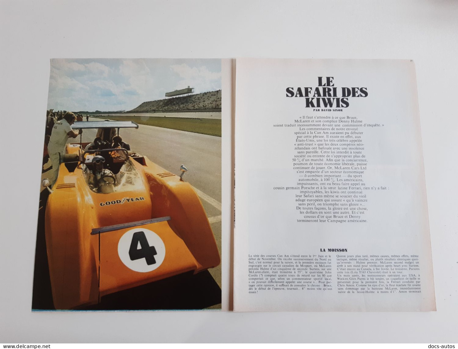 Course Can Am - Coupure De Presse Automobile De 1969 - Other & Unclassified