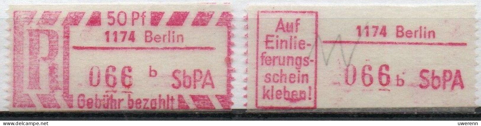 DDR Einschreibemarke Berlin SbPA Postfrisch, EM2B-1174bI(1) Gt - Etiquettes De Recommandé