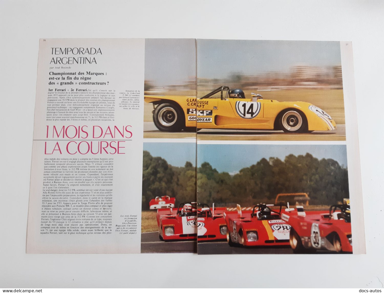 Course Temporada Argentina - Coupure De Presse Automobile De 1972 - Other & Unclassified