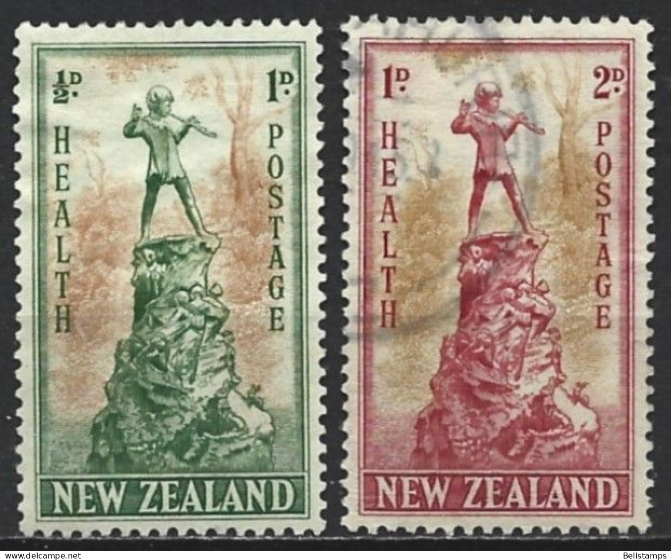 New Zealand 1945. Scott #B26-7 (U) Peter Pan Statue, London  *Complete Set* - Officials