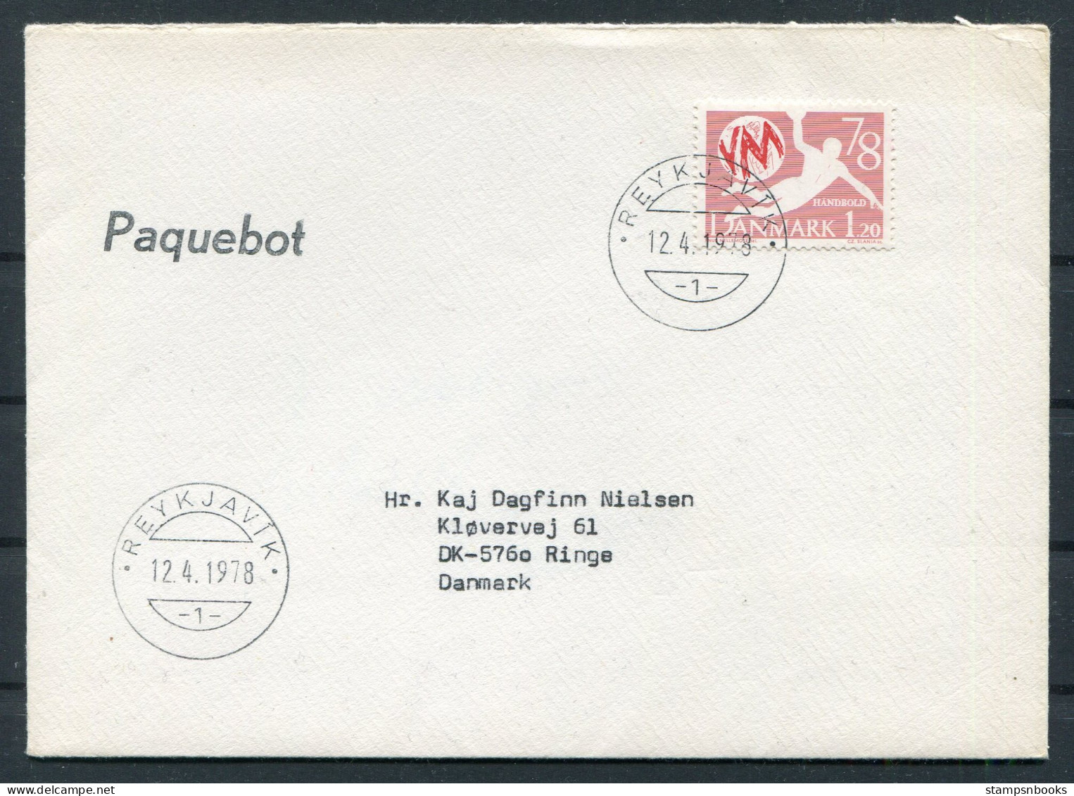 1978 Iceland Reykjavik Denmark Paquebot Ship Cover  - Lettres & Documents