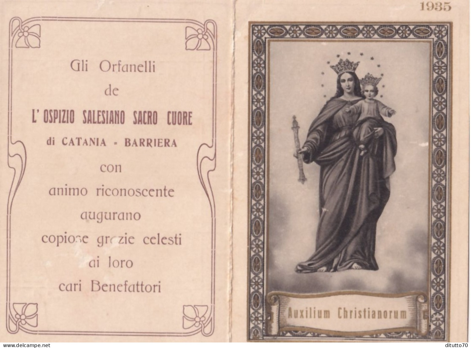 Calendarietto - Gli Orfanelli De L'ospizio Salesiano Sacro Cuore Di Catania - Barriera  - Anno 1935 - Small : 1921-40