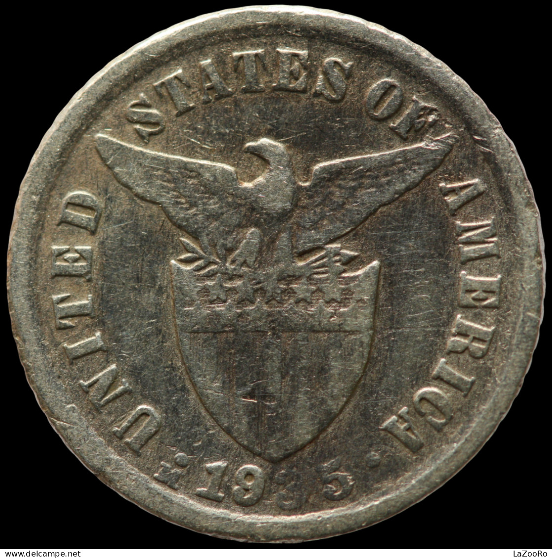 LaZooRo: Philippines 10 Centavos 1935 F / VF - Silver - Philippines