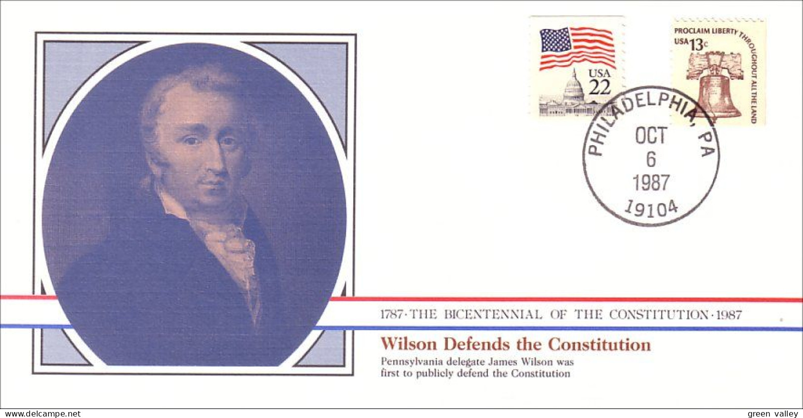 American Constitution Wilson Defends Constitution Oct 6 1787 Cover ( A82 73) - Indépendance USA