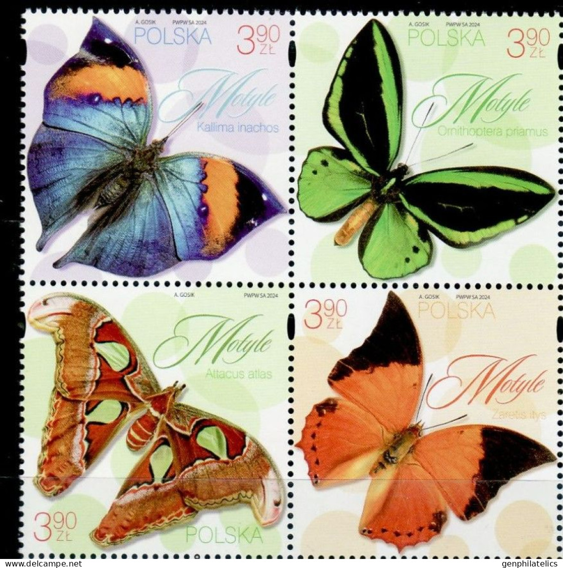 POLAND 2024 FAUNA Animals. Insects BUTTERFLIES - Fine Set MNH - Unused Stamps