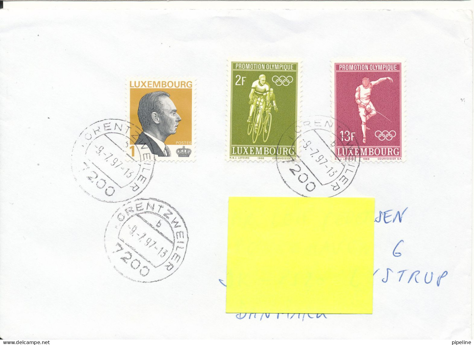 Luxembourg Cover Sent To Denmark 9-7-1997 Topic Stamps - Lettres & Documents