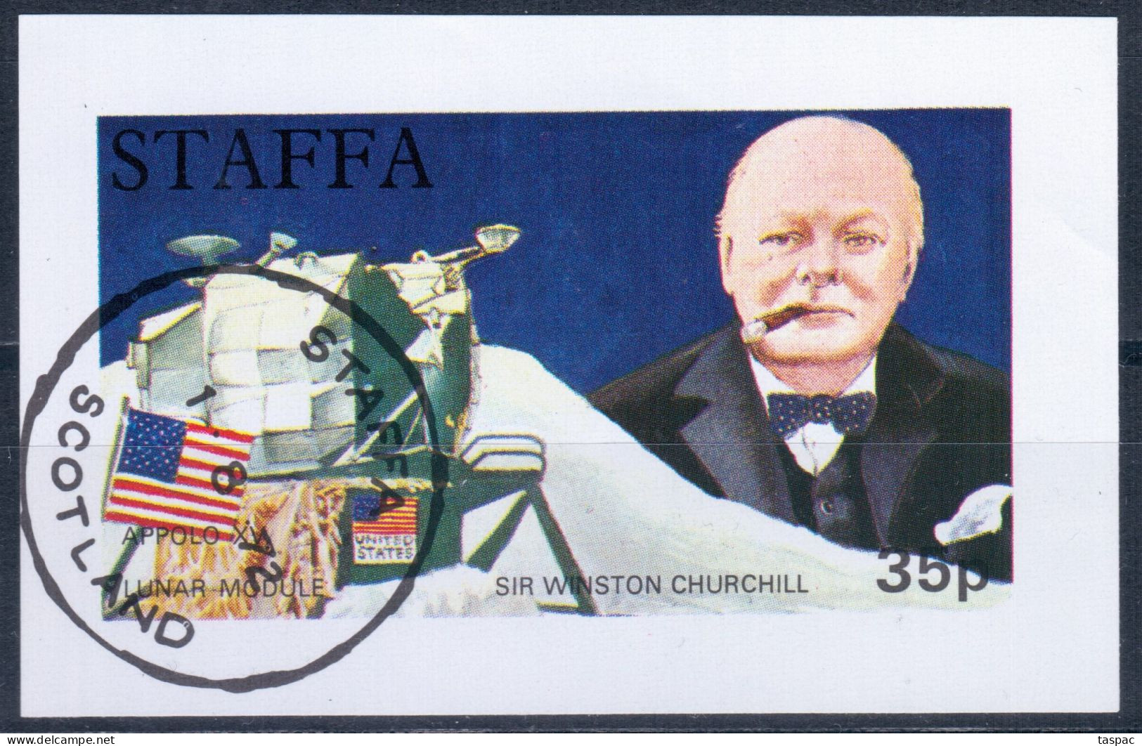 Staffa 1972 P# Souvenir Sheet 6 Used - Churchill / Apollo 15 Lunar Module / Space - Emisiones Locales