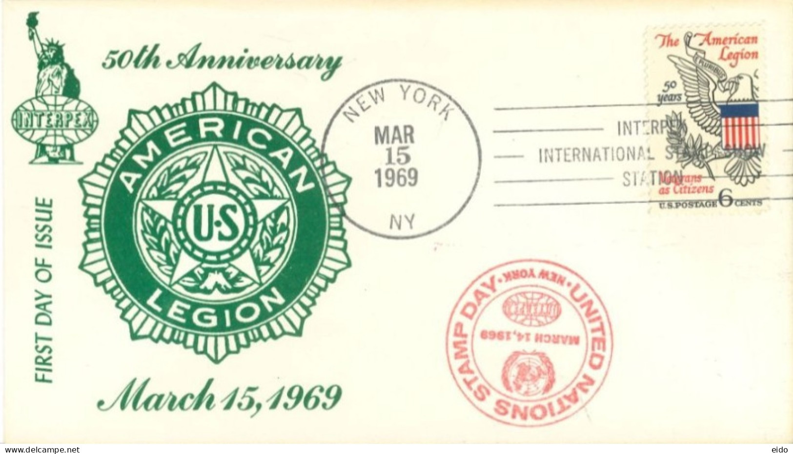 U.S.A.. -1969 -  FDC STAMP OF 50th ANNIVERSARY OF AMERICAN LEGION. - Cartas & Documentos