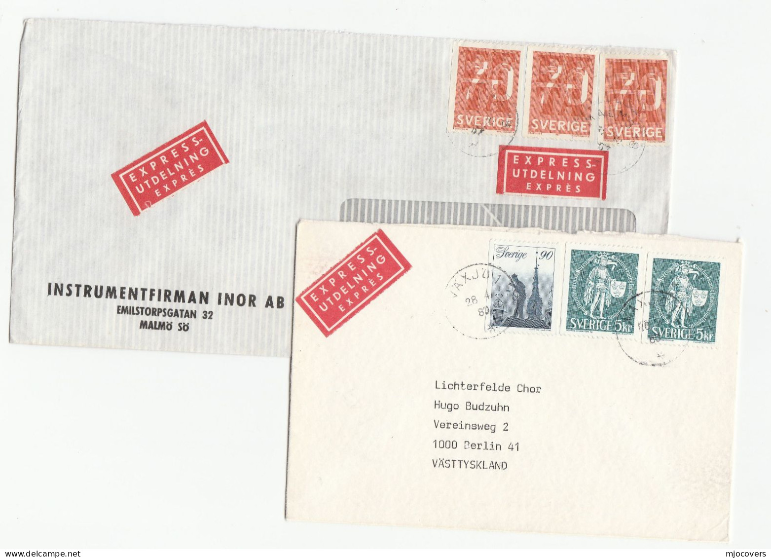 1967-87  4 Diff Reg & Express COVERS Sweden Multi Stamps To Germany Cover - Covers & Documents