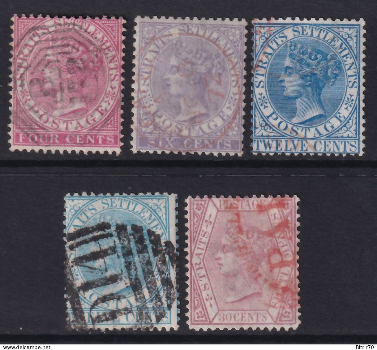 Straits Settlements, 1864-82   Y&T. 12, 13, 16, 16a, 18, - Straits Settlements