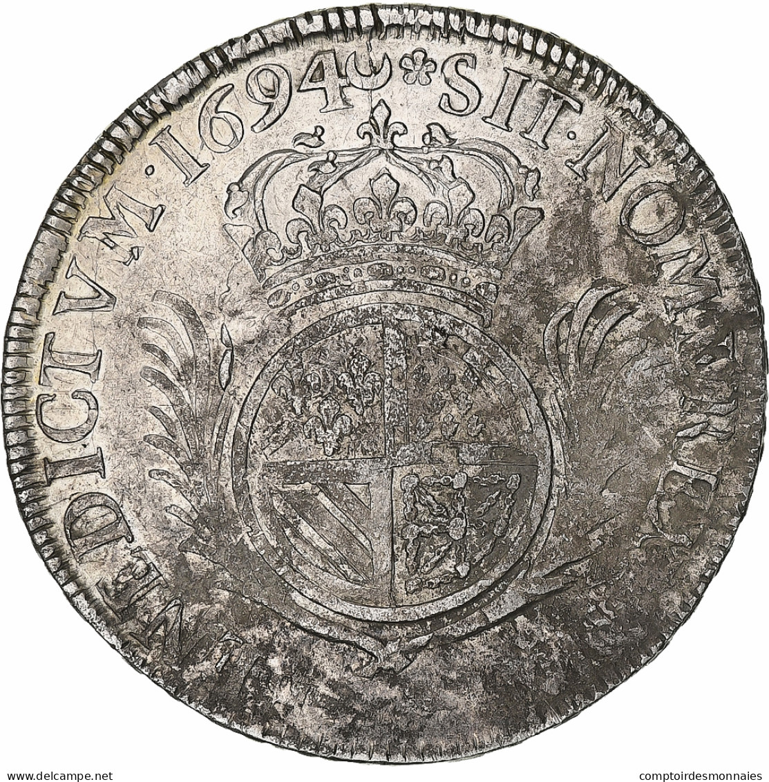 France, Louis XIV, Écu De Flandre Aux Palmes, 1694, Lille, Argent, TTB - 1643-1715 Ludwig XIV.