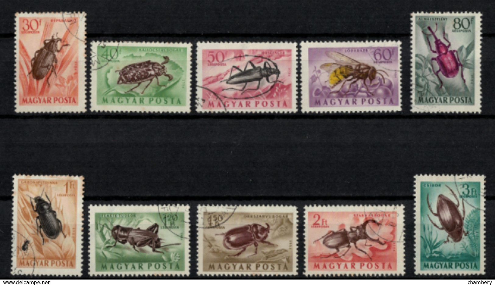 Hongrie - PA - "Insectes" - Série Oblitérée N° 160 à 169 De 1954 - Gebraucht