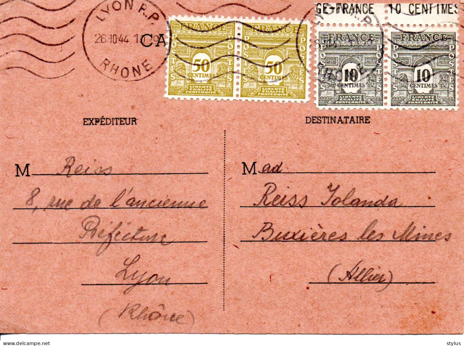 CP Et Lettres1944 - 1944-45 Arc De Triomphe