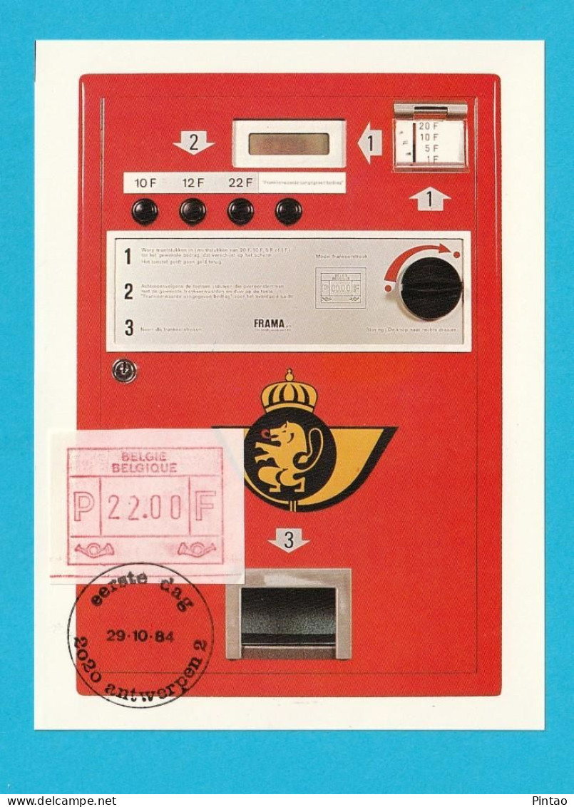 PCM0248- BÉLGICA 1984- POSTAL MÁXIMO (ETIQUETAS ATM)_ 2020 Antwerpen 2 - Lettres & Documents