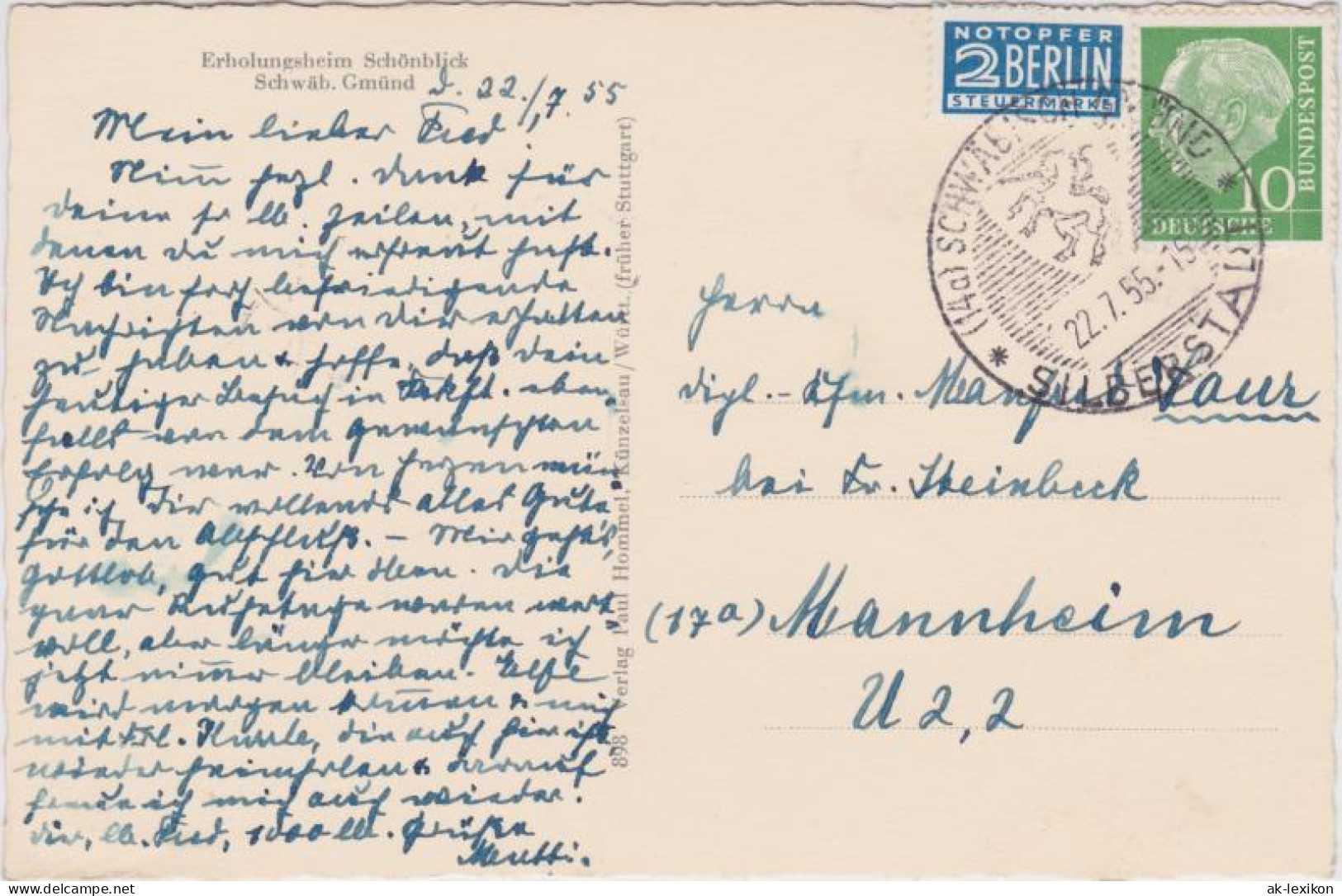 Schwäbisch Gmünd Erholungsheim, Schönblick - Innenansicht 1955  - Schwäbisch Gmünd