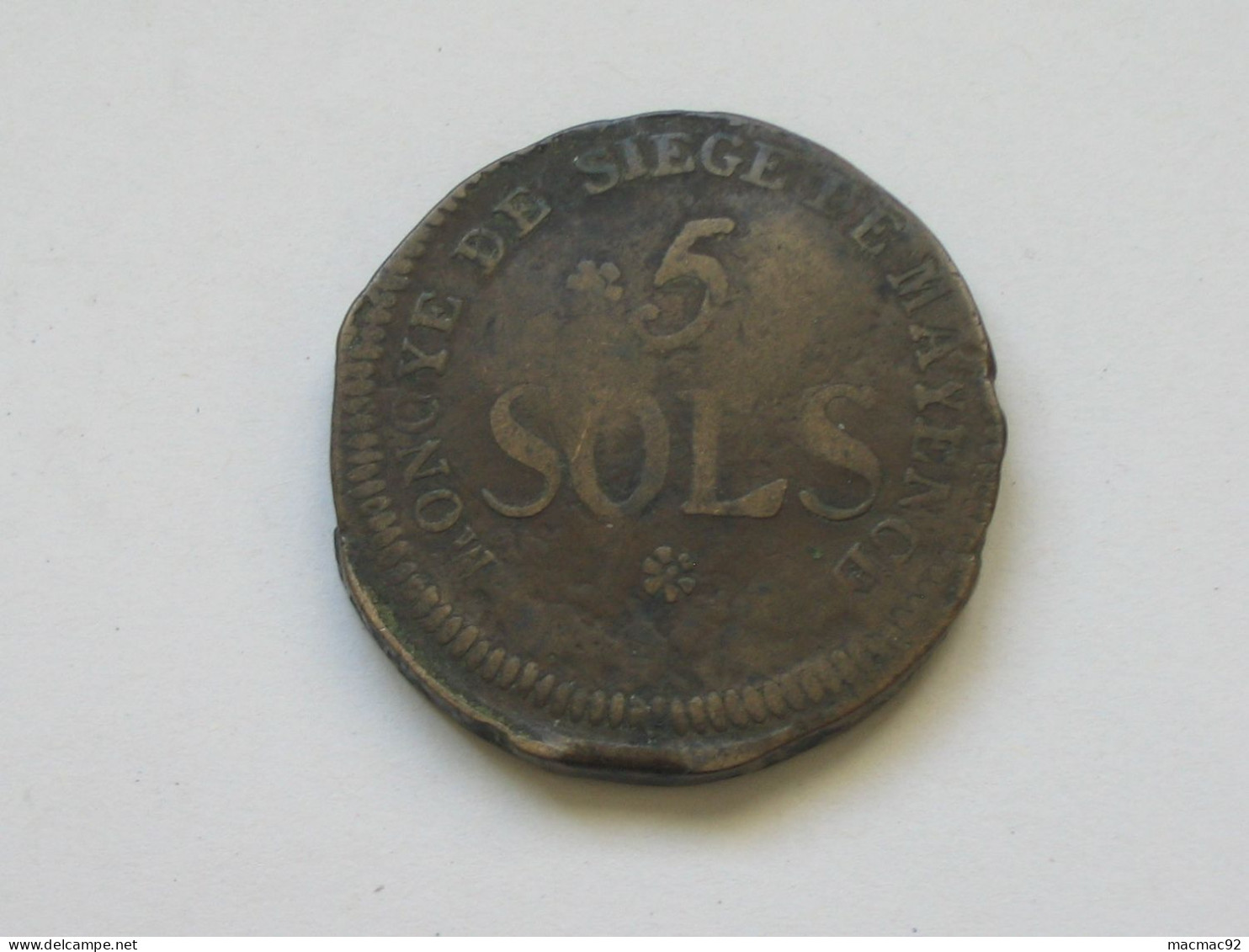 Rare Monnaie - 5 Sols 1793 L'an 2  Monoye De Siège De Mayence  ***** EN ACHAT IMMEDIAT ***** - 1792-1975 Convenzione Nazionale