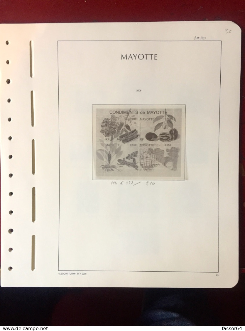 Colonie Française Mayotte 10 Feuilles Préimprimés Avec Bande Leuchtturm 2003/2008 - Voor Bandjes