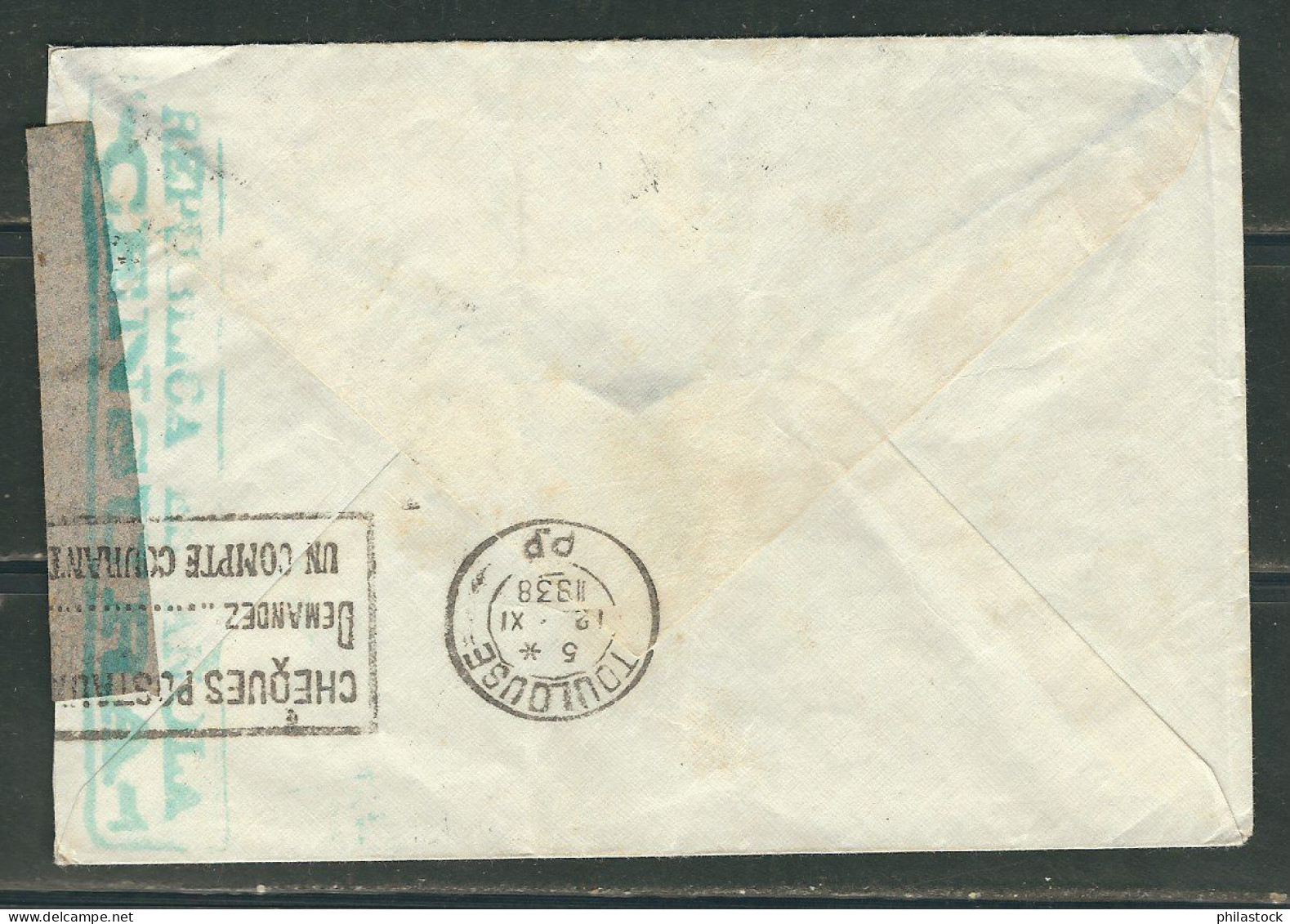 ESPAGNE 1938 Lettre. Censurée  Pour Toulouse - Marques De Censures Nationalistes