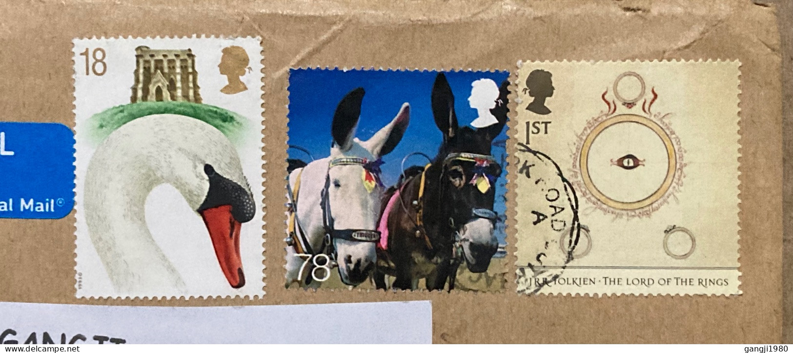 GREAT BRITAN 2024,  COVER USED TO INDIA   DUCK BIRD, HORSE  LORDS OF THE RENG  3 DIFF STAMP. - Sin Clasificación